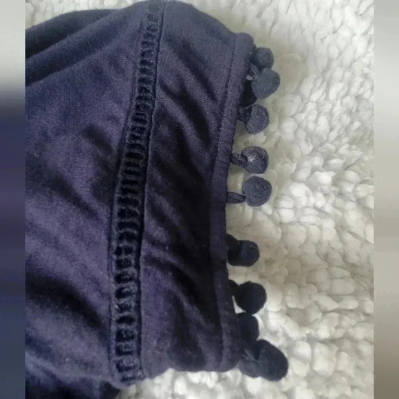 Navy Blue Pom Pom Short Sleeve shirt Women’s Size small - Picture 4 of 5